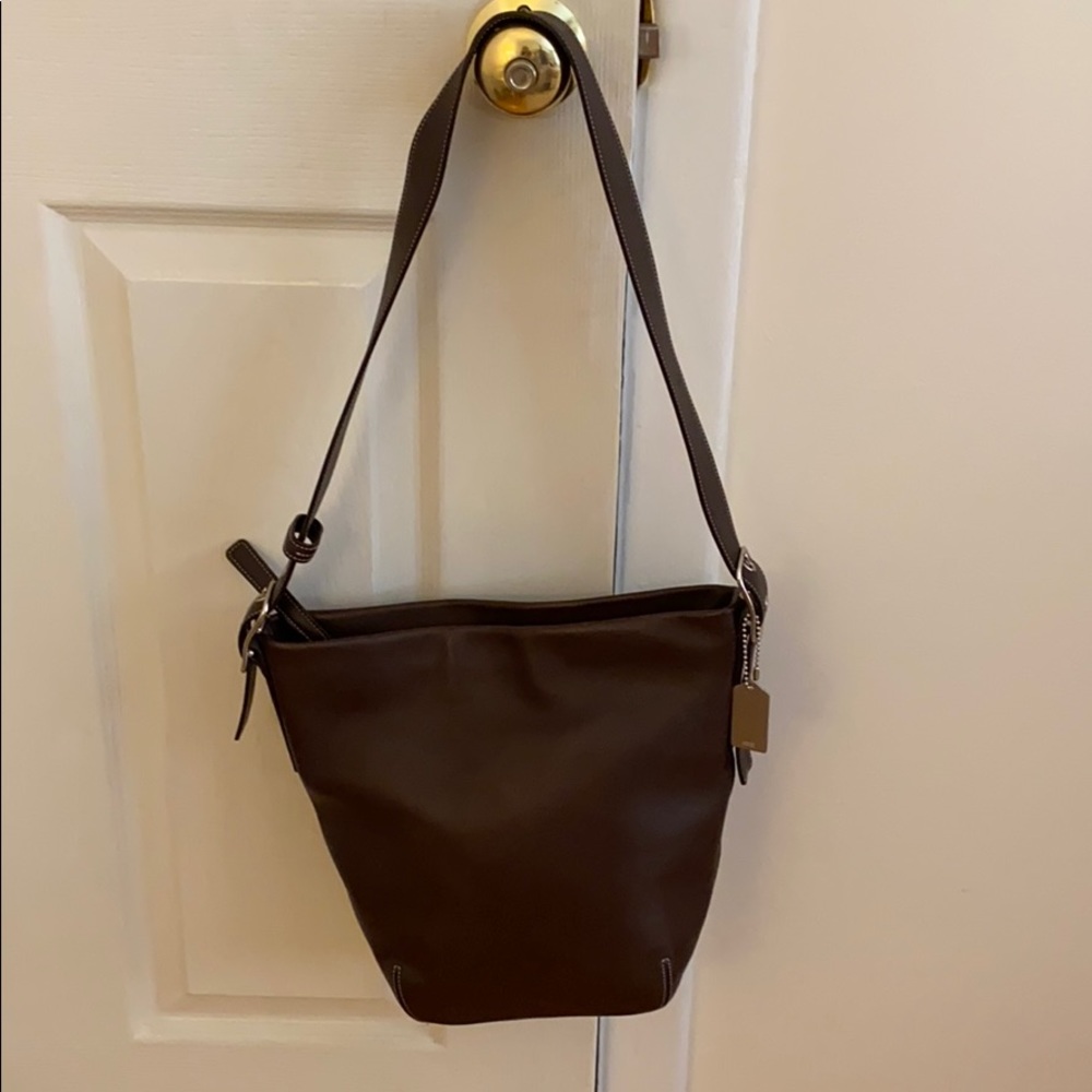 Brown Leather Coach Shoulder Bag